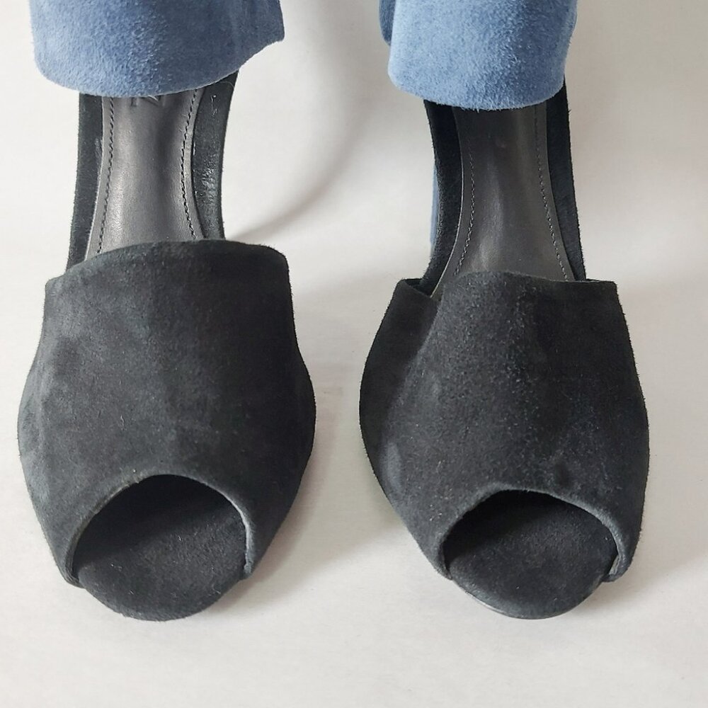 Schutz Peep-toe High Heels Size 7 Suede Colorblock Comfort Back Zipper Sandals - Picture 5 of 11
